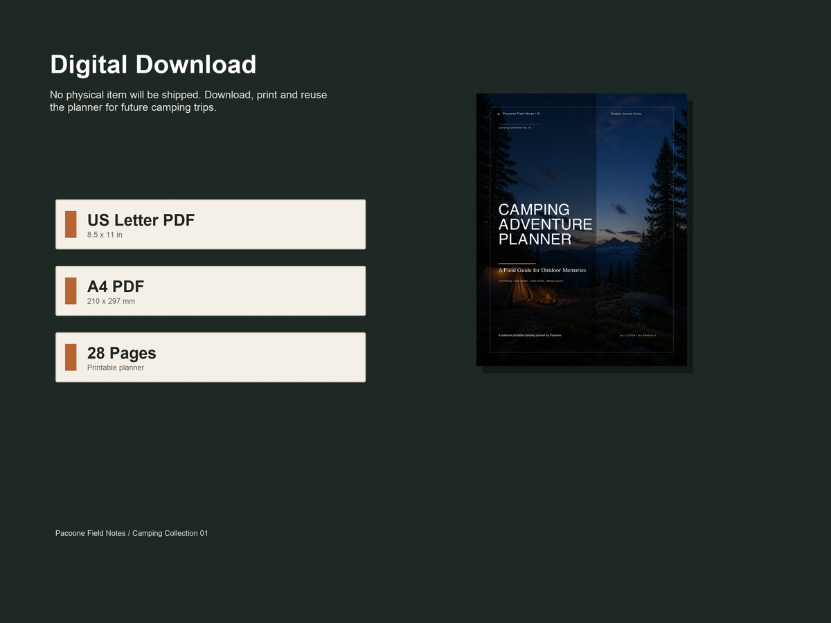 Camping Adventure Planner digital download files