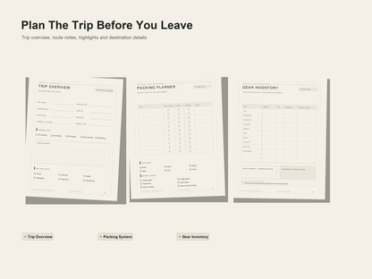 Camping Adventure Planner trip planning pages