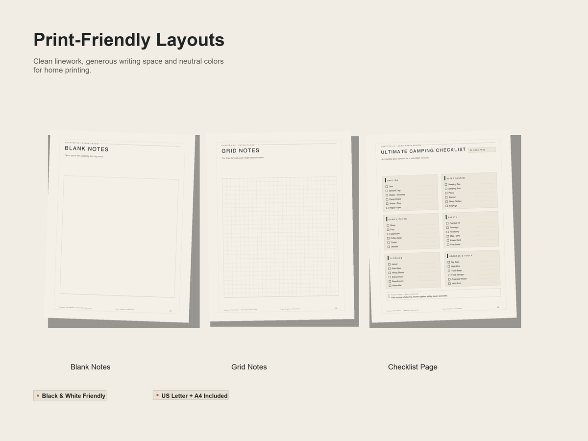 Camping Adventure Planner print friendly PDF