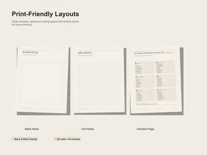 Camping Adventure Planner print friendly PDF