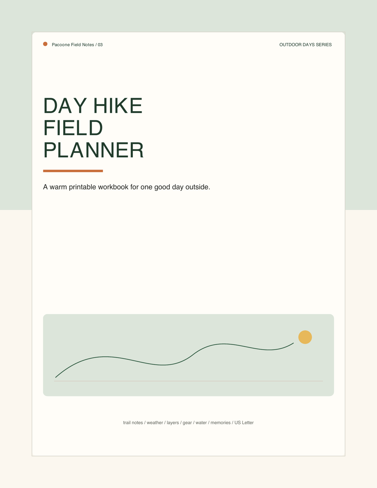 Day Hike Field Planner printable PDF cover