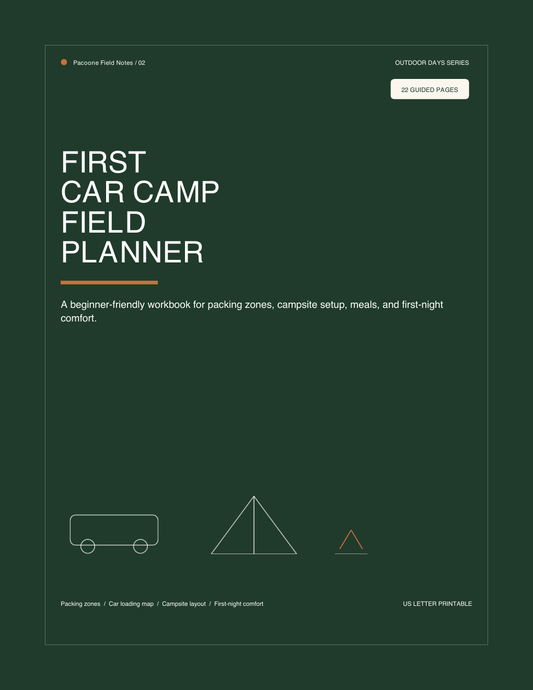 First Car Camp Field Planner printable PDF cover
